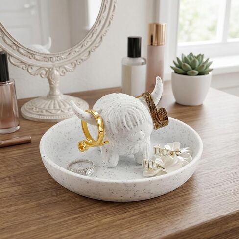 Highland Cow Gifts, Ring Dish, Ring Holder, Highland Cow Decor Jewelry Dish for Bathroom and Bedroom, Ideal for Jewelry Storage and Display, Elegant Home Decor Accessory in Saudi Arabia