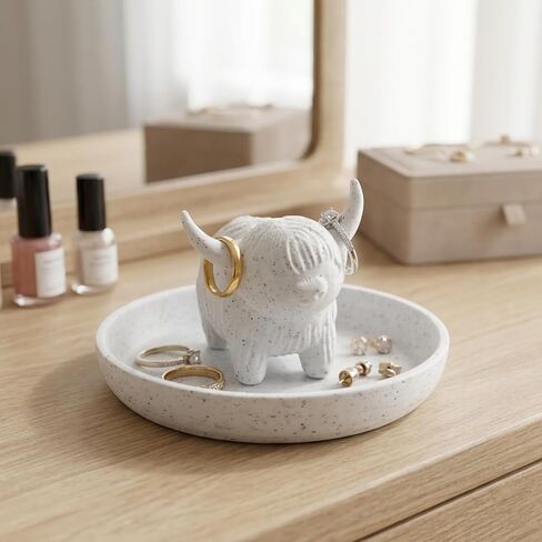Highland Cow Gifts, Ring Dish, Ring Holder, Highland Cow Decor Jewelry Dish for Bathroom and Bedroom, Ideal for Jewelry Storage and Display, Elegant Home Decor Accessory in Saudi Arabia