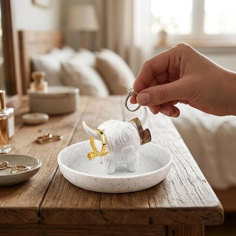 Highland Cow Gifts, Ring Dish, Ring Holder, Highland Cow Decor Jewelry Dish for Bathroom and Bedroom, Ideal for Jewelry Storage and Display, Elegant Home Decor Accessory in Saudi Arabia