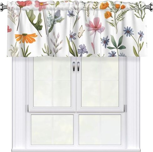 Short Rod Pocket Curtain Valance,Watercolor Tree with Books Window Treatment Decor Curtains for Kitchen Living Room, Bedroom, 1 Panel, 54" W x 18" L in Saudi Arabia
