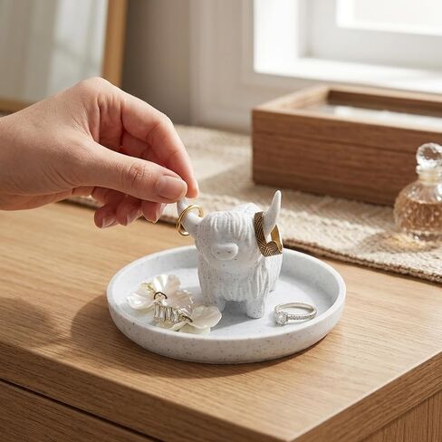 Highland Cow Gifts, Ring Dish, Ring Holder, Highland Cow Decor Jewelry Dish for Bathroom and Bedroom, Ideal for Jewelry Storage and Display, Elegant Home Decor Accessory in Saudi Arabia