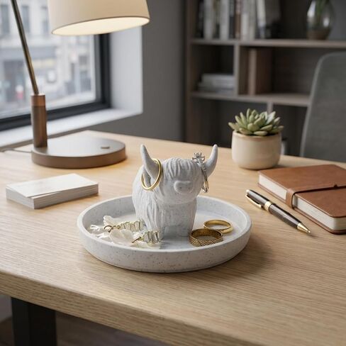Highland Cow Gifts, Ring Dish, Ring Holder, Highland Cow Decor Jewelry Dish for Bathroom and Bedroom, Ideal for Jewelry Storage and Display, Elegant Home Decor Accessory in Saudi Arabia
