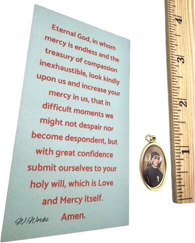 Westmon Works Divine Mercy Medal Set Italian Metal and Enamel Pendant with Saint Faustina Made in the USA Holy Card Prayer to Jesus I Trust In You Prayer in Kuwait