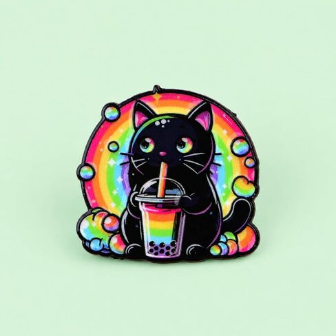 Enamel Pin Set - 6 Pcs Cute Cartoon Kitten Brooches,Funny UFO Abduction Cat Badges for Backpacks,Jackets,and Hats,Creative Gift. in Kuwait