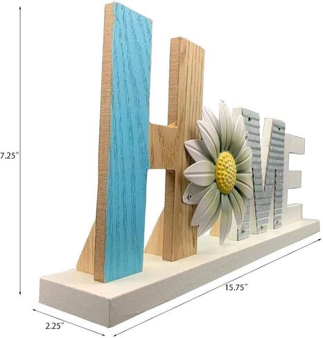YUMBOR Wooden Daisy Flower Cutout Home Sign Décor Kitchen Tabletop Counter Cabinets Fireplace Mantel Centerpiece Decor Free Standing Rustic Wood Cutout Letters Accents Tabletop Shelf Decorations in Saudi Arabia