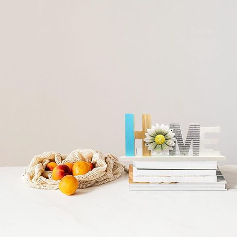 YUMBOR Wooden Daisy Flower Cutout Home Sign Décor Kitchen Tabletop Counter Cabinets Fireplace Mantel Centerpiece Decor Free Standing Rustic Wood Cutout Letters Accents Tabletop Shelf Decorations in Saudi Arabia