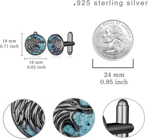 Cuff Links Men S925 Sterling Silver Turquoise Wolf Cufflinks Viking Jewelry Gifts for Men in Kuwait