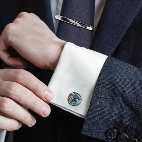 Cuff Links Men S925 Sterling Silver Turquoise Wolf Cufflinks Viking Jewelry Gifts for Men in Kuwait