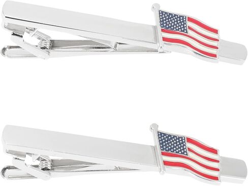 American Flag Tie Clips for Men Set of 2 - Patriotic Us Flag Metal Clasp for Firefighter Uniform, Tie Pins for Business Suit And Wedding Accessory in Saudi Arabia