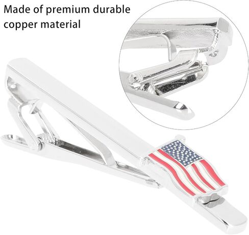American Flag Tie Clips for Men Set of 2 - Patriotic Us Flag Metal Clasp for Firefighter Uniform, Tie Pins for Business Suit And Wedding Accessory in Saudi Arabia