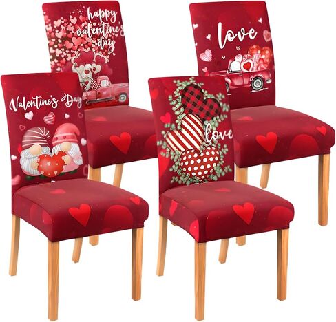 Fall Chair Covers Set of 4, Fall Decorations Stretch Removable Washable Dining Room Thanksgiving Chair Protector Slipcovers Autumn Decor Holiday Party Kitchen Home Decorations (Fall 5, 4 PCS) in Saudi Arabia