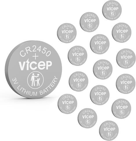 100-Pack CR2450 Battery CR 2450 Batteries 650mAh 3V Lithium Coin Cell Compatible with Car Key Fob, Watches, Remote Control, Motion Detector & More, Individual Wrapped in Saudi Arabia