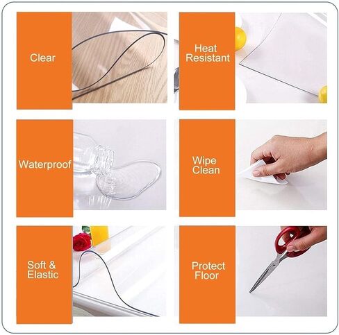 Clear Vinyl Plastic Floor Runner/Protector,Entrances Transparent Carpet Protector Runner, Living Room/Kitchen/Hallway, Made to Measure(0.6x1m/2x3.3ft) in Kuwait