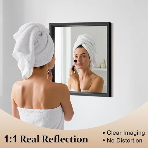 COFENY Bathroom Mirror, 18x22 Brushed Black Rectangle Mirror, Thickened Deep Metal Frame Small Bathroom Vanity Mirrors for Over Sink, Bedroom, Entryway, HD Tempered Glass, Horizontally or Vertically in Saudi Arabia