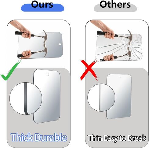 Large Shatterproof Fogless Shower Mirror for Shaving (10x8 Inch Large) No-Fog Waterproof Wall Mounted Bathroom Accessory, Hanging Anti-Fog Shaving Mirror for Men, Perfect for Camping and Travel Use in Saudi Arabia