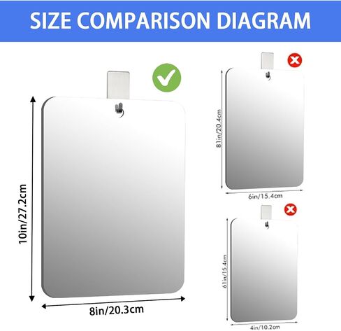 Large Shatterproof Fogless Shower Mirror for Shaving (10x8 Inch Large) No-Fog Waterproof Wall Mounted Bathroom Accessory, Hanging Anti-Fog Shaving Mirror for Men, Perfect for Camping and Travel Use in Saudi Arabia
