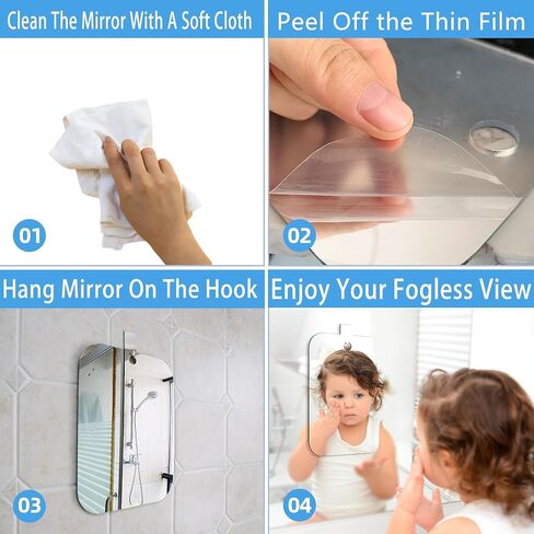Large Shatterproof Fogless Shower Mirror for Shaving (10x8 Inch Large) No-Fog Waterproof Wall Mounted Bathroom Accessory, Hanging Anti-Fog Shaving Mirror for Men, Perfect for Camping and Travel Use in Saudi Arabia