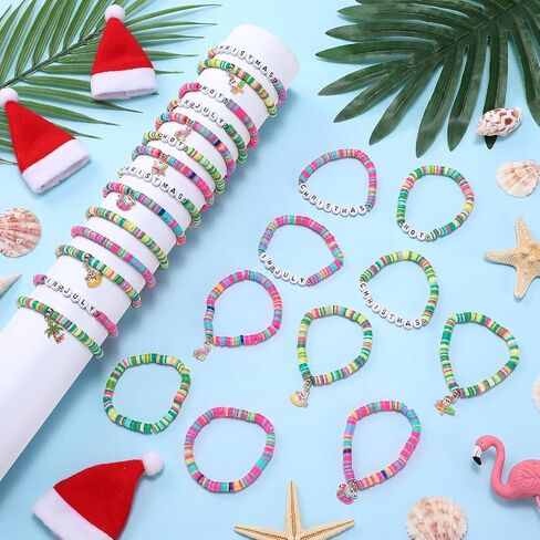 Huquary 56 Pcs Bracelets for Women Stackable Beaded Friendship Bracelets Set Tretch Clay Jewelry Accessories Party Gifts Bulk in Kuwait