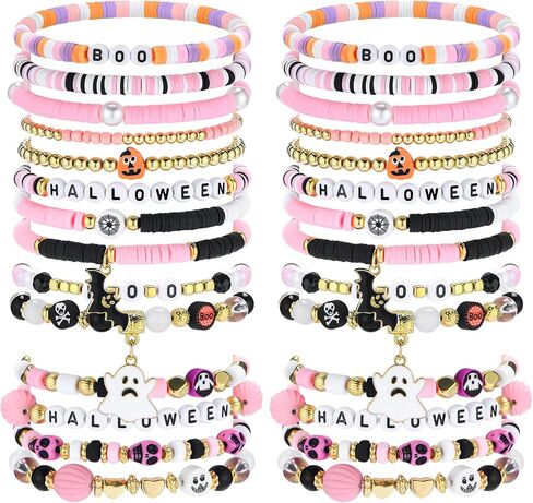 Huquary 56 Pcs Bracelets for Women Stackable Beaded Friendship Bracelets Set Tretch Clay Jewelry Accessories Party Gifts Bulk in Kuwait