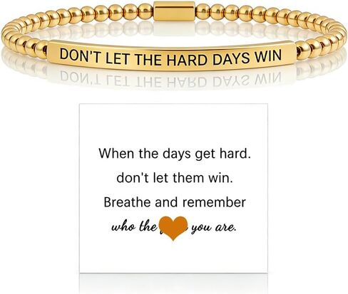 Harlermoon Dont Let The Hard Days Win Bracelet Inspire Beaded Stainless Steel Band Bracelet for Women Metal Black Obsidian Inspirational Jewelry in Saudi Arabia