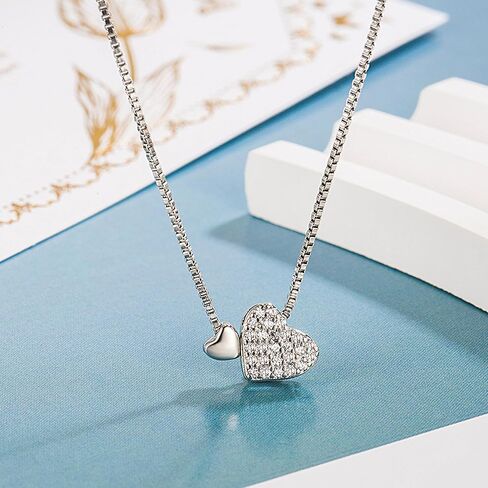 LOVECOM Gold Heart Dangle Earrings Necklaces Jewelry Set for Women Brides with Cubic Zirconia 925 Sterling Silver Heart Drop Hoop Earring and Necklace Wedding Gifts for Mother Daughter in Kuwait