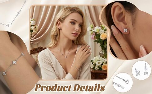 Yolev Silver Jewelry Set for Women Dainty CZ Flowers Bracelet Earring and Necklace Set Elegant Jewelry Bride Stack Jewelry Set for Wedding Day Prom Brides Gifts in Kuwait