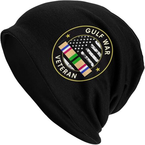 Gulf War Veteran Us Flag Adult Knit Hat Beanie Hat Winter Warm Stretch for Men Women9946 Black in Kuwait