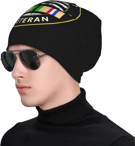 Gulf War Veteran Us Flag Adult Knit Hat Beanie Hat Winter Warm Stretch for Men Women9946 Black in Kuwait
