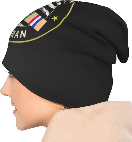 Gulf War Veteran Us Flag Adult Knit Hat Beanie Hat Winter Warm Stretch for Men Women9946 Black in Kuwait