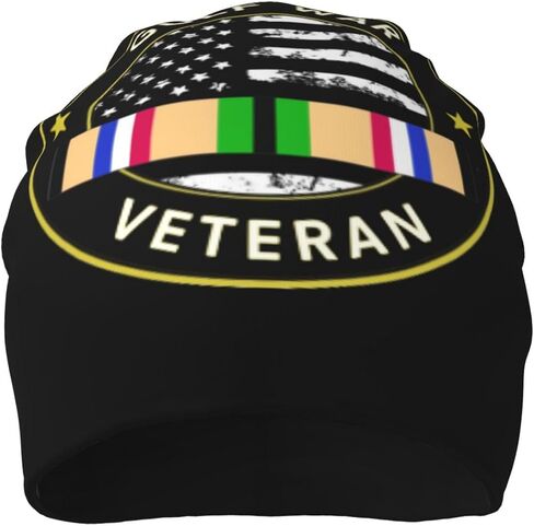 Gulf War Veteran Us Flag Adult Knit Hat Beanie Hat Winter Warm Stretch for Men Women9946 Black in Kuwait