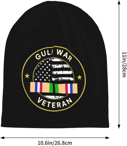Gulf War Veteran Us Flag Adult Knit Hat Beanie Hat Winter Warm Stretch for Men Women9946 Black in Kuwait