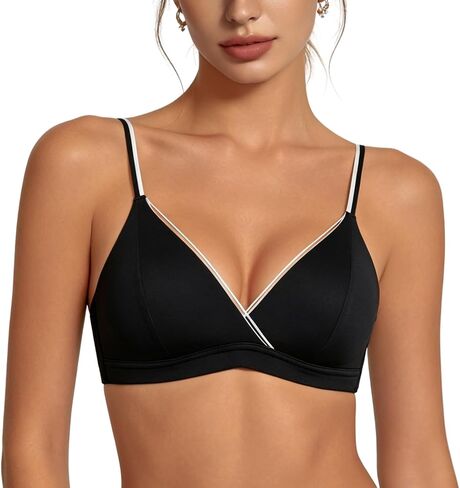 Modal Cotton V Neck Minimalist Bralette Triangle Thin Padded Breathable Comfortable Everyday Bra for AAA-B Cup in Saudi Arabia