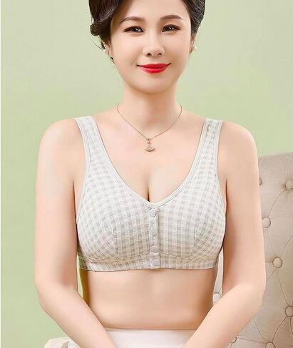2 Pack Women Wirefree Cotton Front Closure Bras Wireless Snap Closing Bra No Underwire Older Senior Bras in Saudi Arabia