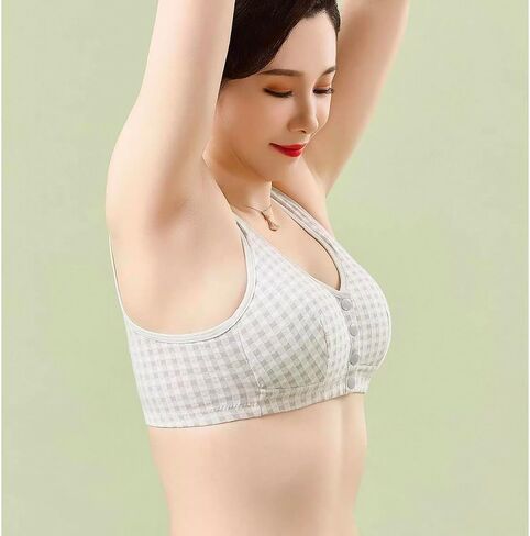 2 Pack Women Wirefree Cotton Front Closure Bras Wireless Snap Closing Bra No Underwire Older Senior Bras in Saudi Arabia