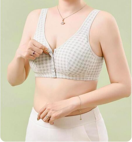 2 Pack Women Wirefree Cotton Front Closure Bras Wireless Snap Closing Bra No Underwire Older Senior Bras in Saudi Arabia