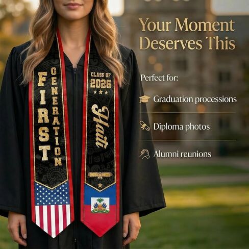 First Generation Graduation Stole Class of 2026 Graduation Sash for College High School University Graduates in Saudi Arabia