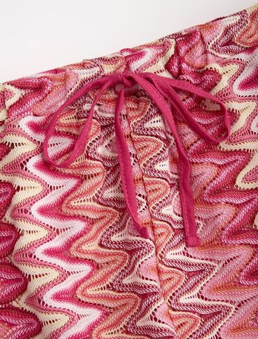 ZAFUL Womens Beach Cover Up Pants Sexy Crochet Drawstring Elastic Boho Swimsuit Cover Up Long Pants Beach Wear Colorful Pink S in Kuwait
