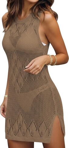 Cakulo Womens Swimsuit Cover Up Crochet Sleeveless Beach Cover Ups Dress Swimwear 2026 Summer Vacation Clothes in Saudi Arabia