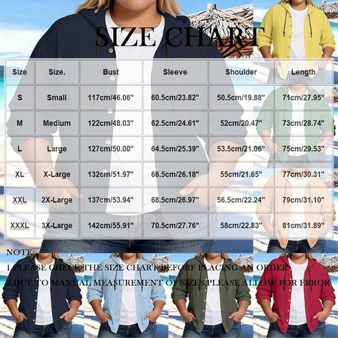 Womens Cotton Linen Hoodie Plus Size Long Sleeve Button Down Shirts Lightweight Hooded Cardigans Beach Cover Ups in Kuwait