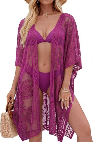Open Front Lace Beach Cover Up for Women, Swimsuit Bathing Suit Cover Up for Vacation, Seaside and Party in Saudi Arabia