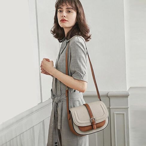 GOIACII Crossbody Bags for Women Saddle Purse Cute Shoulder Handbag Pebble Leather Brown in Saudi Arabia