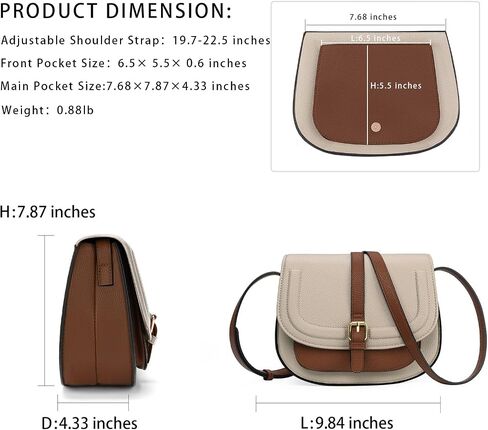 GOIACII Crossbody Bags for Women Saddle Purse Cute Shoulder Handbag Pebble Leather Brown in Saudi Arabia