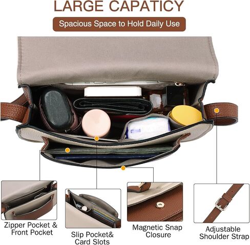 GOIACII Crossbody Bags for Women Saddle Purse Cute Shoulder Handbag Pebble Leather Brown in Saudi Arabia