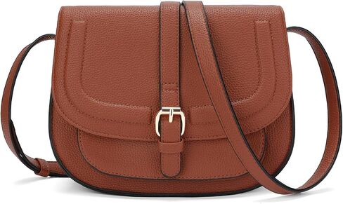 GOIACII Crossbody Bags for Women Saddle Purse Cute Shoulder Handbag Pebble Leather Brown in Saudi Arabia