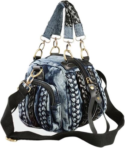 New Jeans Bag Washed Denim Bag for Women Cute Denim Messenger Bag Blue Jean Purses and Handbags (Blue) in Saudi Arabia