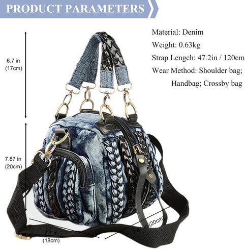 New Jeans Bag Washed Denim Bag for Women Cute Denim Messenger Bag Blue Jean Purses and Handbags (Blue) in Saudi Arabia