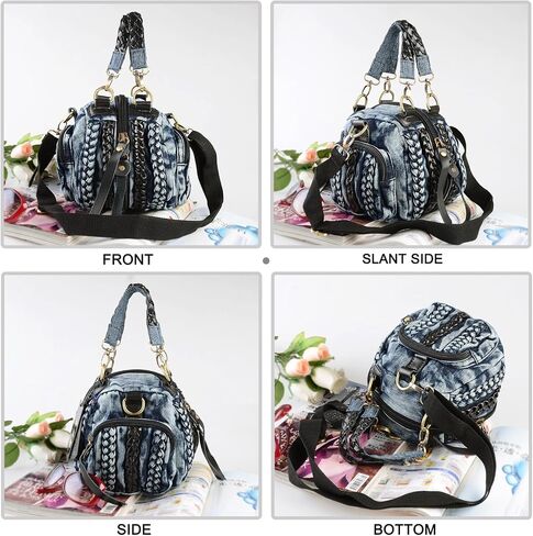 New Jeans Bag Washed Denim Bag for Women Cute Denim Messenger Bag Blue Jean Purses and Handbags (Blue) in Saudi Arabia