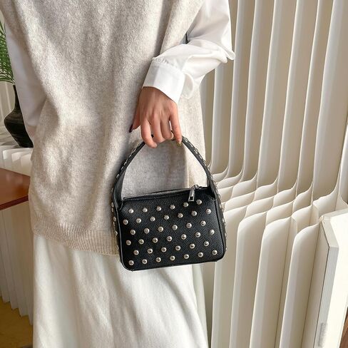 Shoulder Bag Studded Purse for Women Y2K Purse Black Studded Bag Designer Handbag (small) in Saudi Arabia