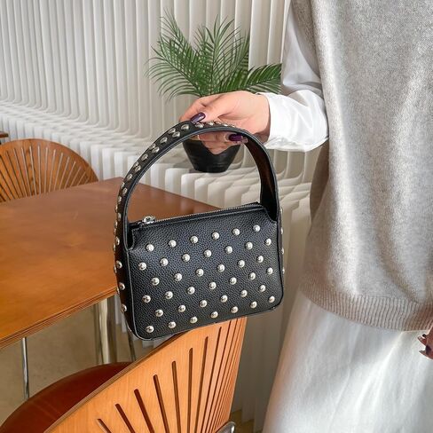 Shoulder Bag Studded Purse for Women Y2K Purse Black Studded Bag Designer Handbag (small) in Saudi Arabia