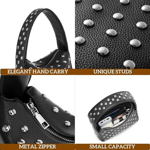 Shoulder Bag Studded Purse for Women Y2K Purse Black Studded Bag Designer Handbag (small) in Saudi Arabia